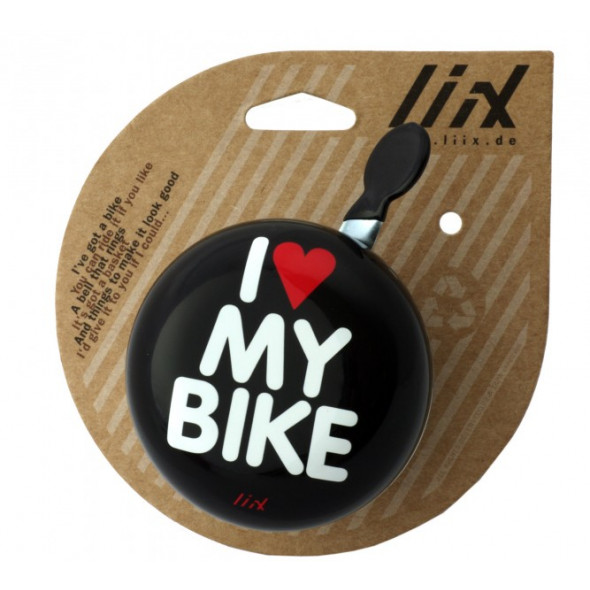 Zvonček Liix Ding Dong I Love My Bike XXL, čierny
