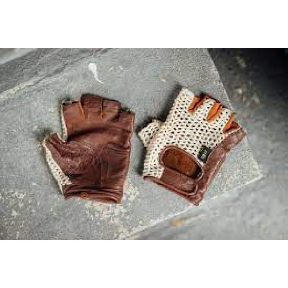 BLB kožené rukavičky krémové-hnedé M