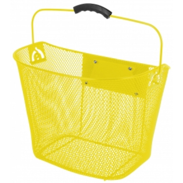 Oceľový košík Ventura, predný s upínacím mechanizmom žltý