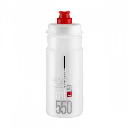 Fľaša Elite JET cyklistická 550 ml, transparentná, červené logo